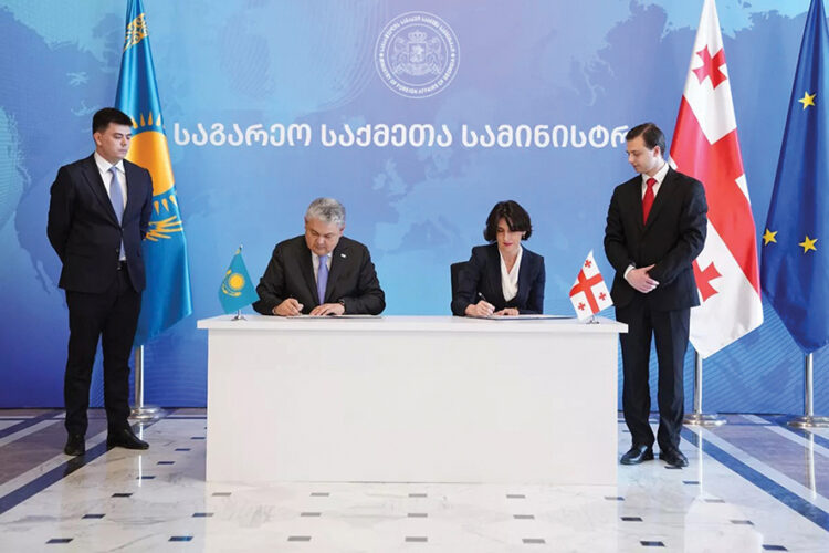 Georgian Foreign Minister Maka Botchorishvili and her Kazakh counterpart Yermek Kosherbayev sign a new cooperation program for 2026-2027. Source: caspianpost