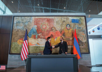 Marco Rubio and Ararat Mirzoyan sign an agreement on TRIPP development. Source: US embassy Armenia