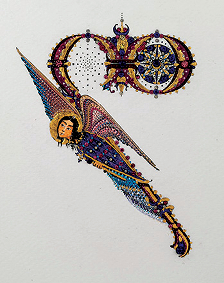 Giorgi Sisauri incorporates the Georgian script into this art.