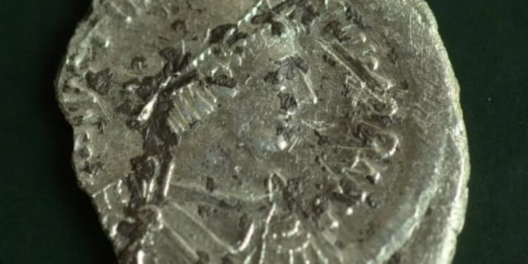 Silver coin of Byzantine emperor Justinian I discovered at Gonio-Apsaros