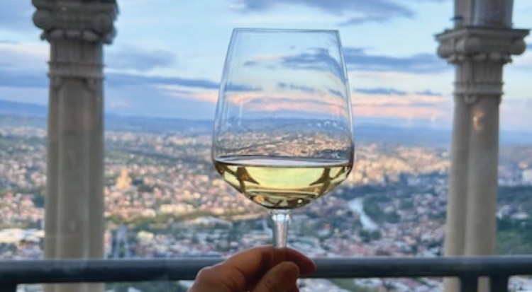 A glass of white wine. Source: National Wine Agency of Georgia