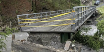 Flooding damages bridge connecting Tusheti villages