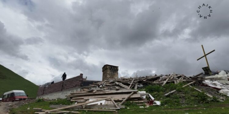 Unauthorized construction underway at Ushguli’s Lamaria Monastery