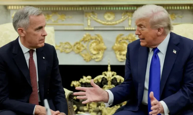 Donald Trump and Mark Carney at the White House, October 2025. Photo by Evelyn Hockstein for Reuters