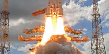 LVM3 M4 lifting off with Chandrayaan-3 on 14 July, 2023. Source: Indian Space Research Organization (GODL-India)