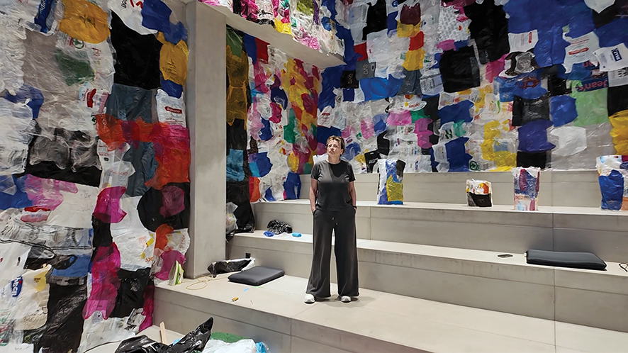 Pictured: Lia Bagrationi with her installation Futuristic Fresco. Photo courtesy of AFA.
